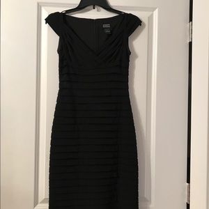 Adrianna Papell Pleated Sheath Dress Black 0